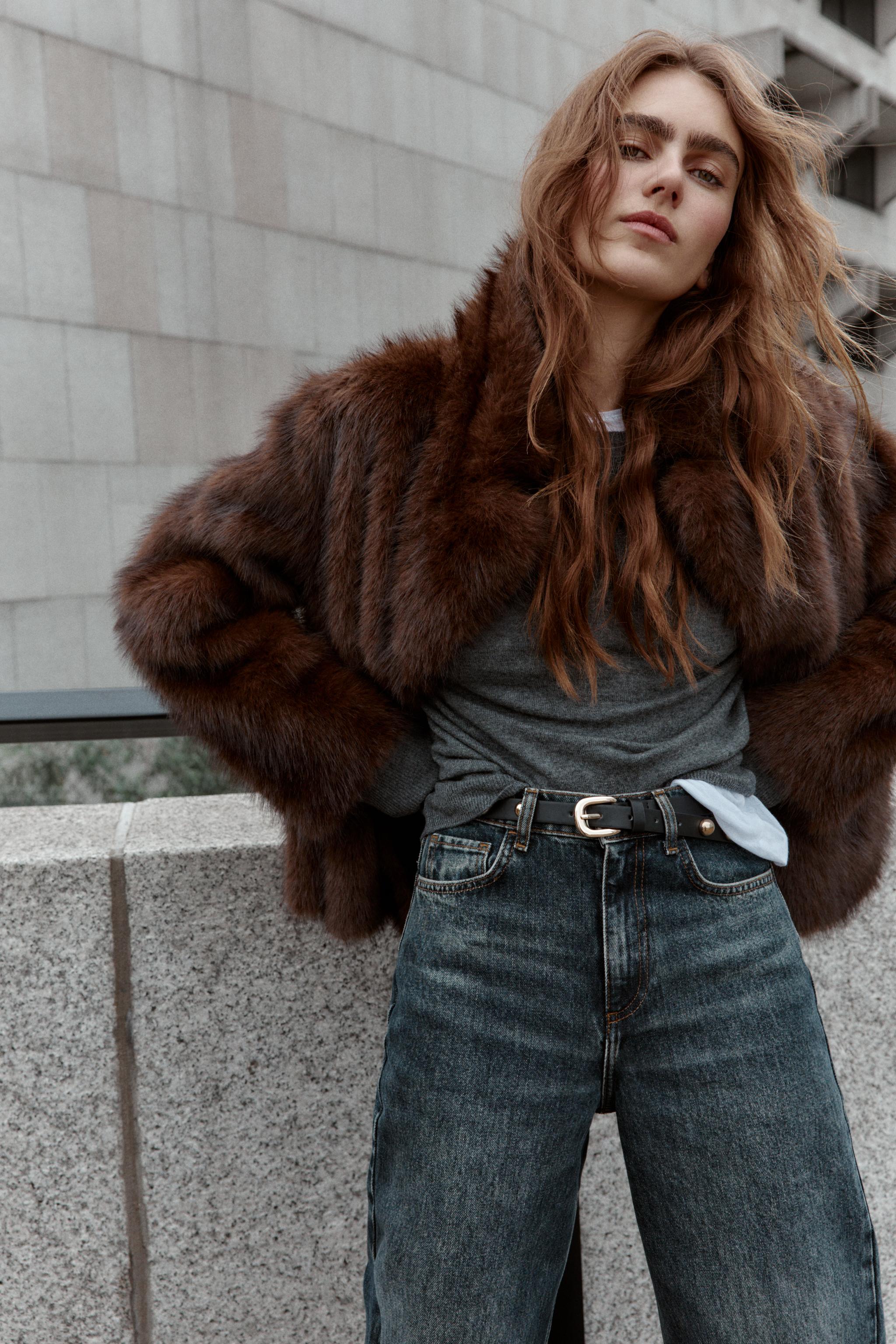 VESTE RÉVERSIBLE DOUBLE FACE EFFET FOURRURE